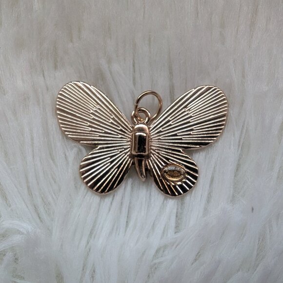 Chanel, Baby Blue Enamel Butterfly Pendant Charm Zipper Pull Gold Hardware - Picture 3 of 6